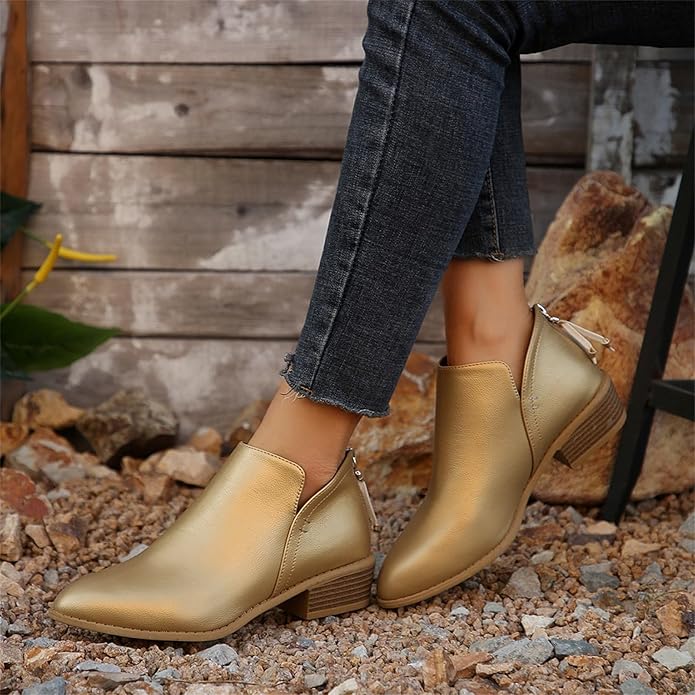Riley | Women’s Ankle Low Heel Slip On Boots