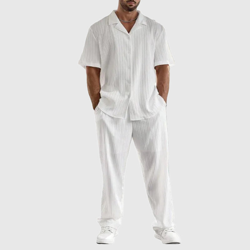 Olaf | Men’s Short Sleeve Button-Up Pleated Set