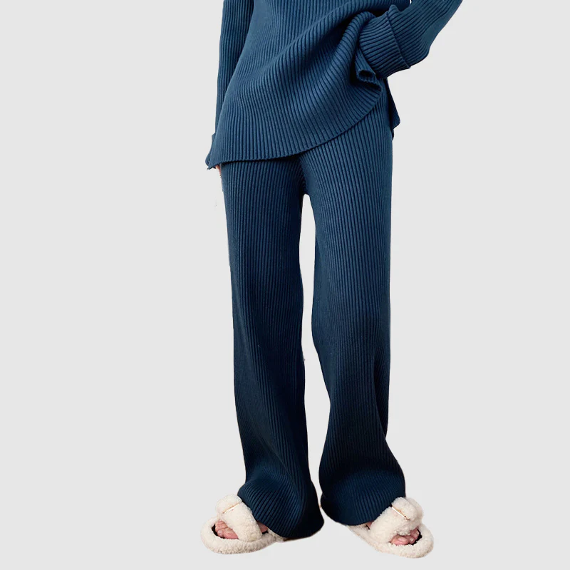 Jelena | Women’s Long Sleeve Ribbed Knit Wide Leg Two-Piece Set