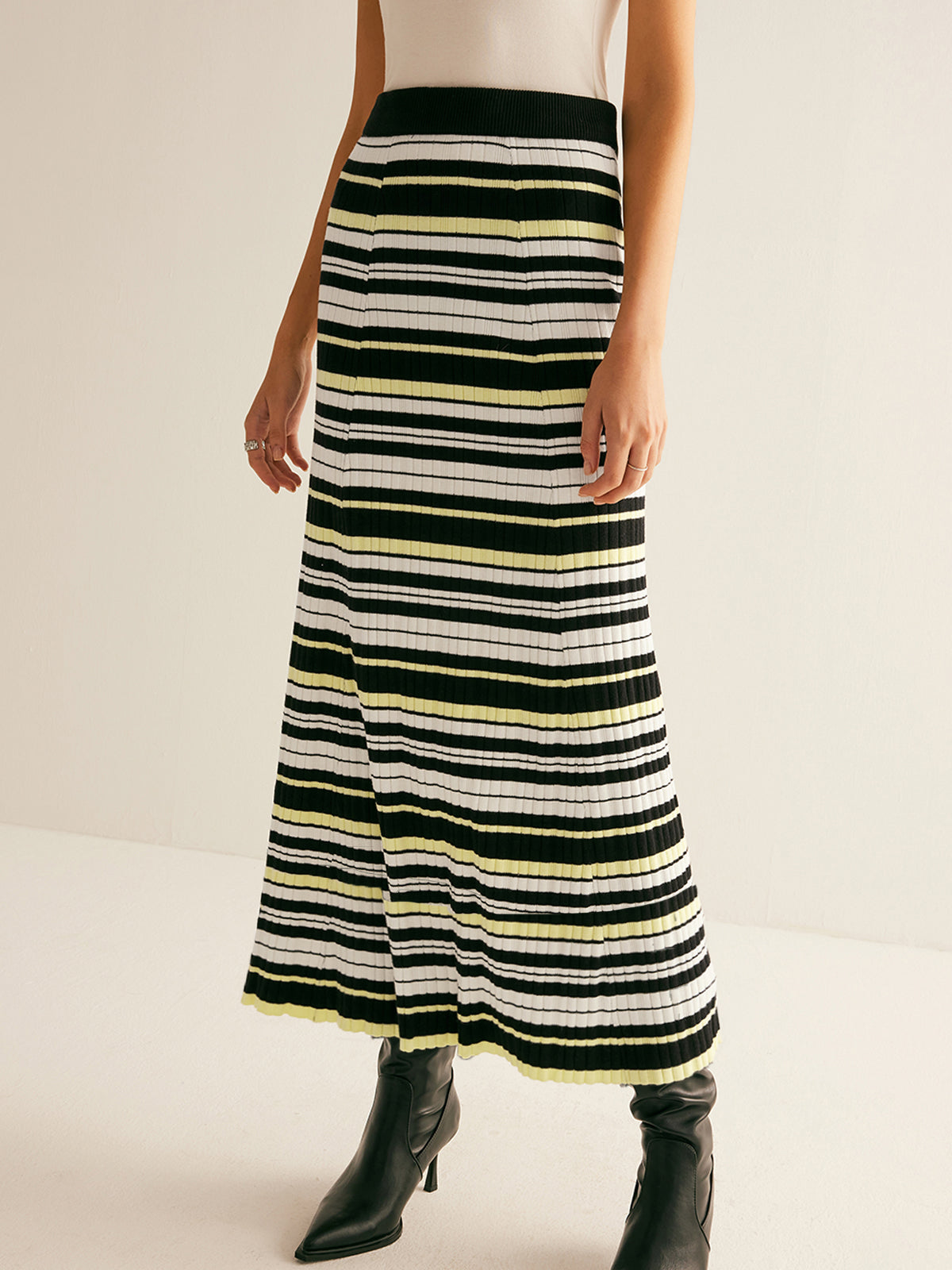 Cornelia | Women’s Striped Knit Midi Skirt