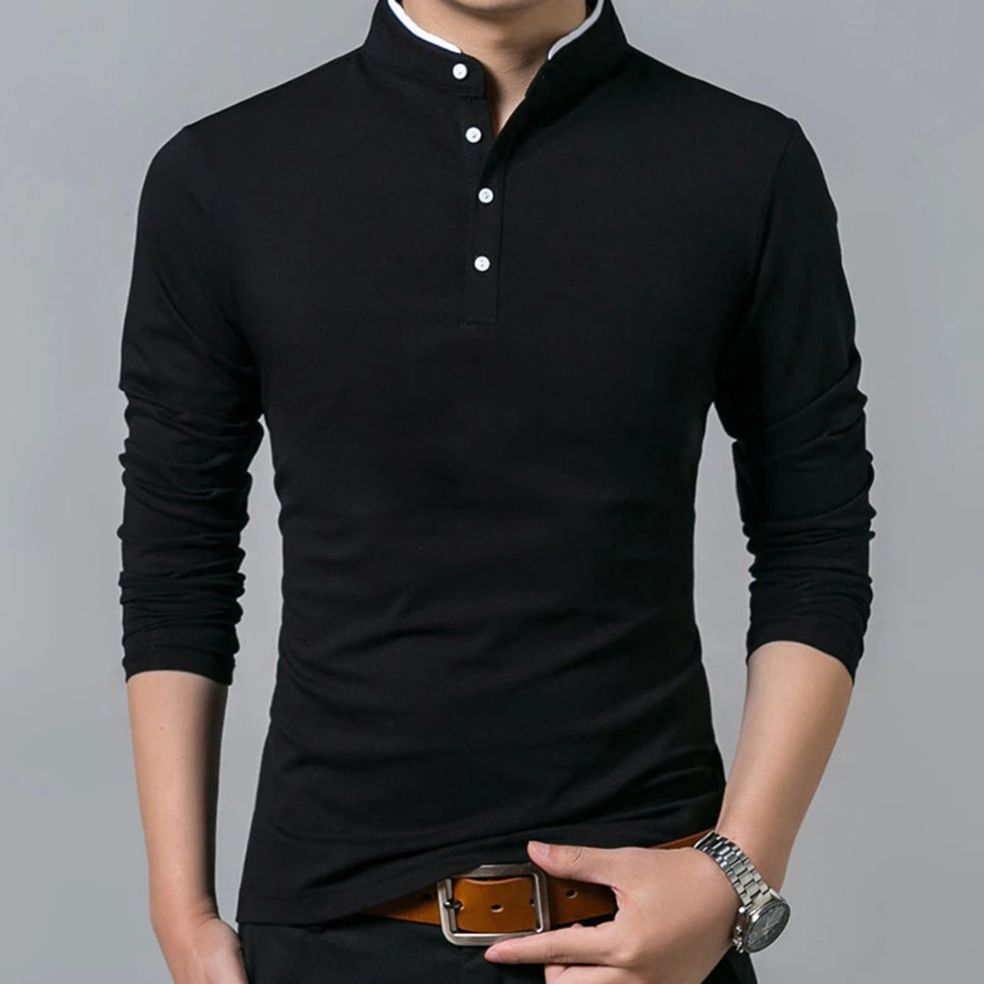 Nigel | Men’s Long Sleeve Henley Polo Shirt