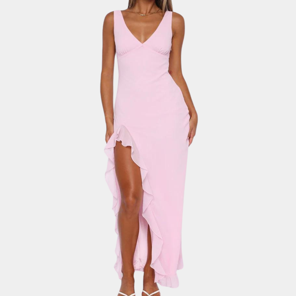 Adele | Women’s Asymmetrical Slit Maxi Dress