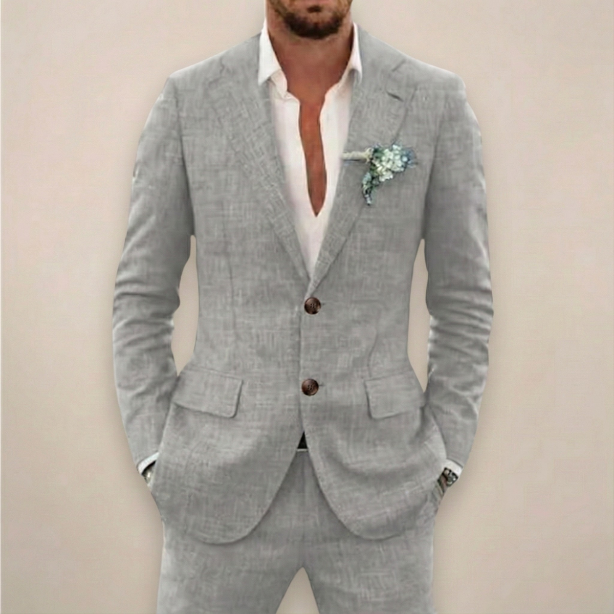 Piolo | Men’s Italian Cut Linen Two-Piece Suit