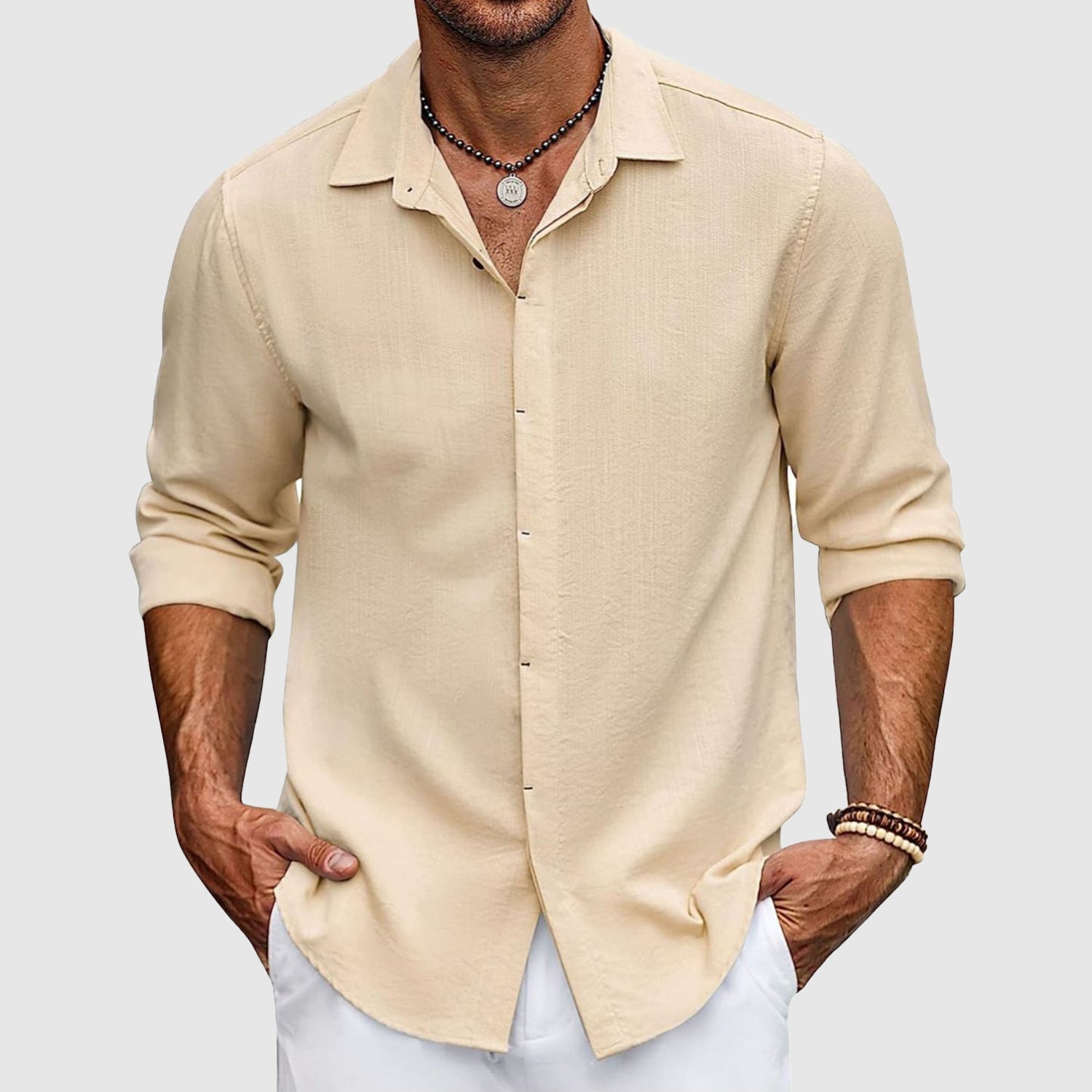 Sandro | Men's Linen Long Sleeve Shirt