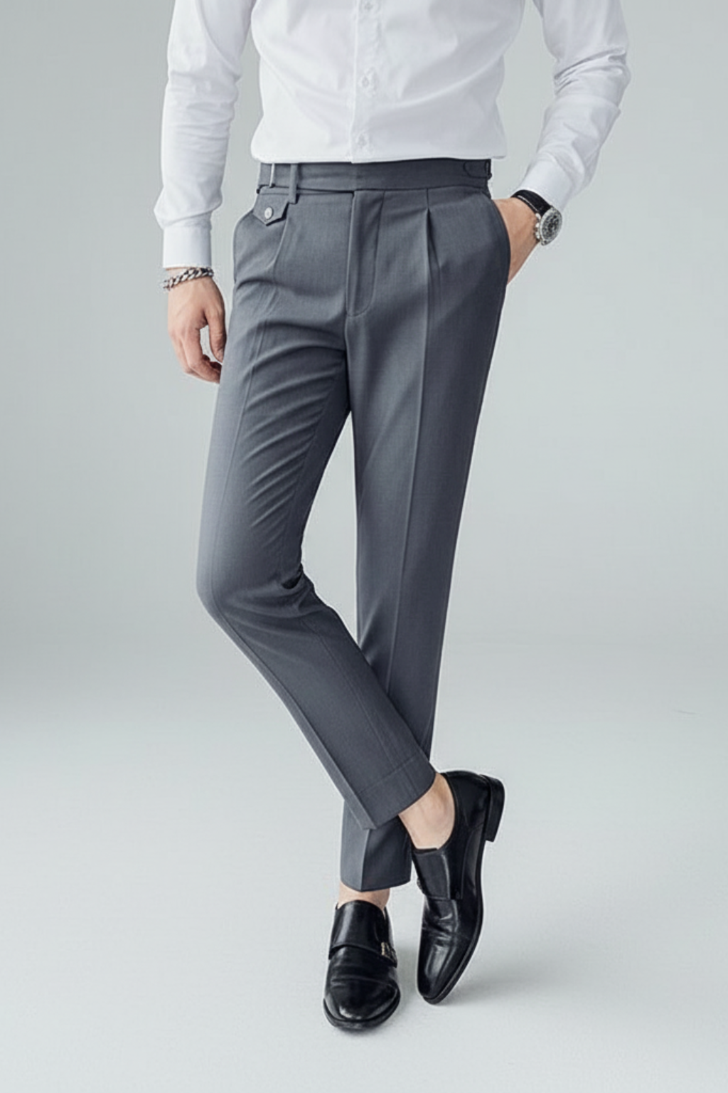Elliot | Men’s Pleated Slim Fit Straight Casual Trousers