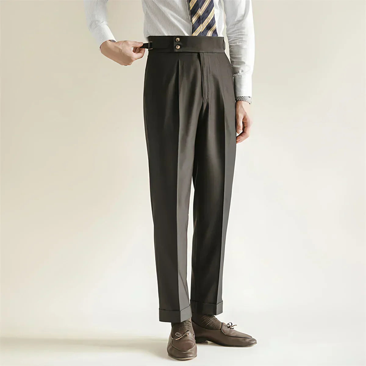 Dominic | Tailored Pleated High Rise Trousers