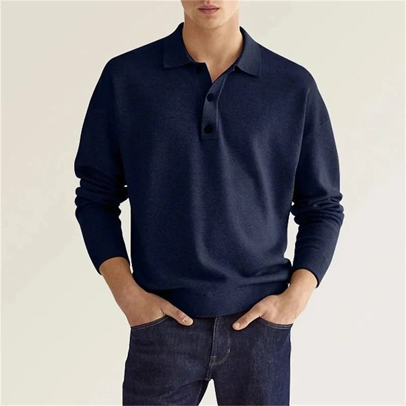 Howard | Men’s Half Buttoned Long Sleeve Polo Shirt