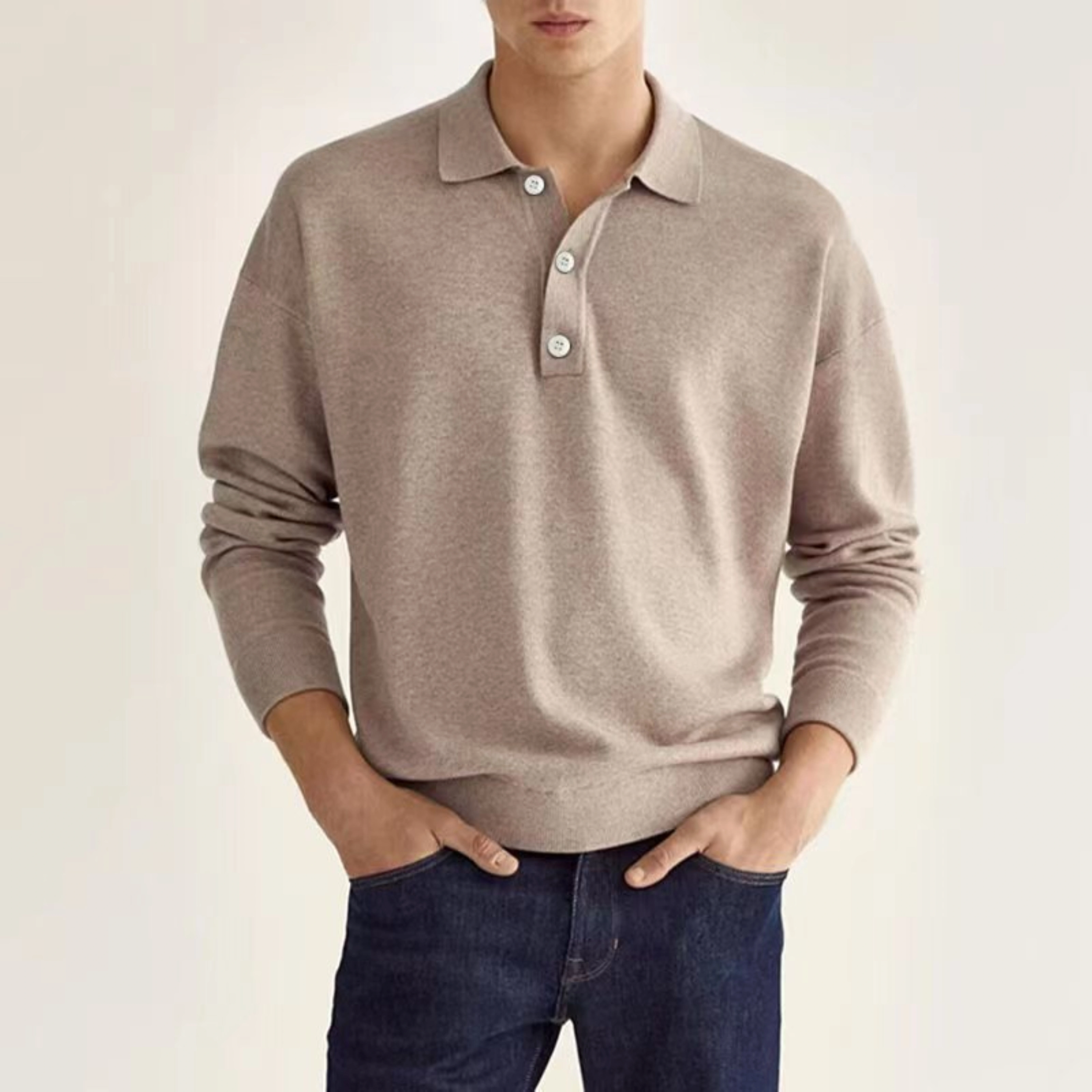 Howard | Men’s Half Buttoned Long Sleeve Polo Shirt
