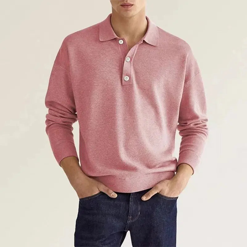 Howard | Men’s Half Buttoned Long Sleeve Polo Shirt