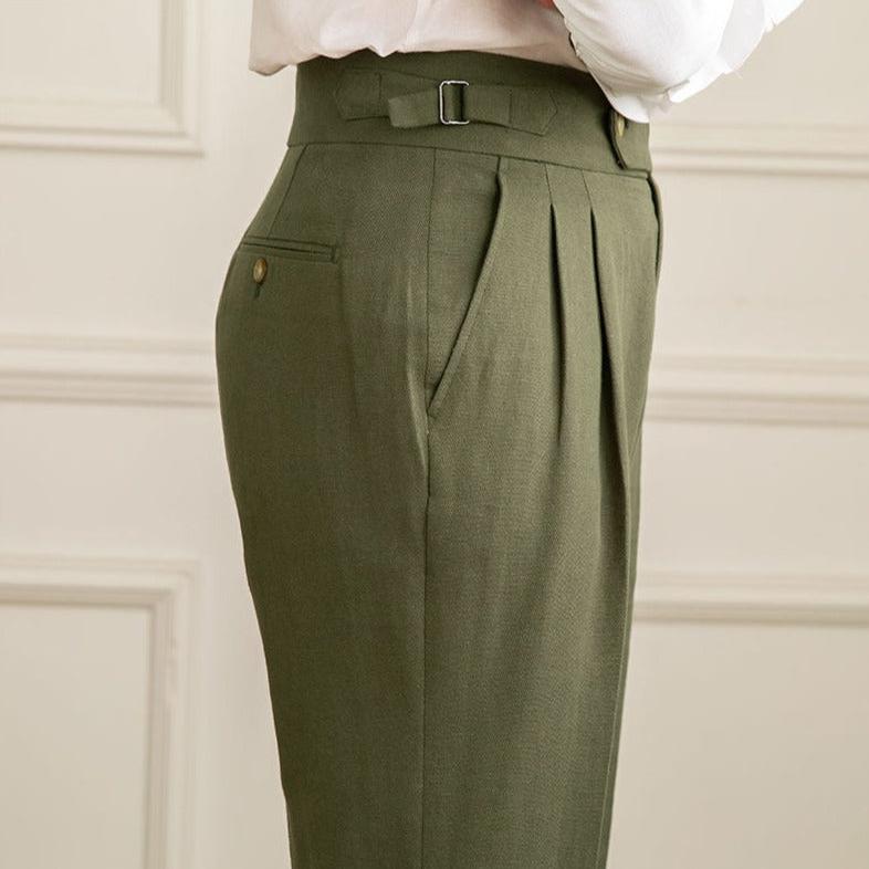 Nicholas | Men's High Waisted Pleated Trousers