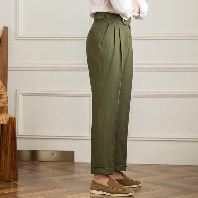 Nicholas | Men's High Waisted Pleated Trousers