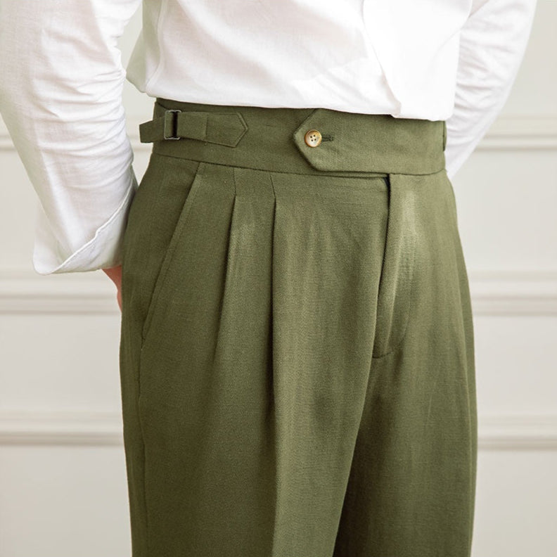 Nicholas | Men's High Waisted Pleated Trousers