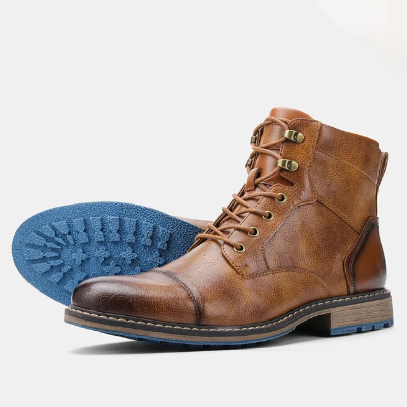 Angelo | Men’s Leather Cap-Toe Lug Sole Boots