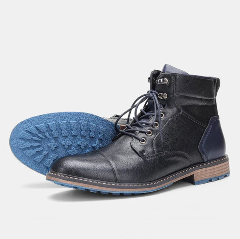 Angelo | Men’s Leather Cap-Toe Lug Sole Boots