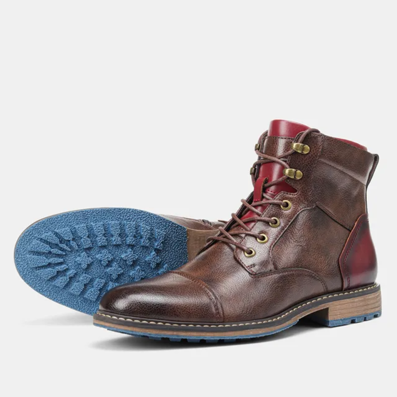 Angelo | Men’s Leather Cap-Toe Lug Sole Boots