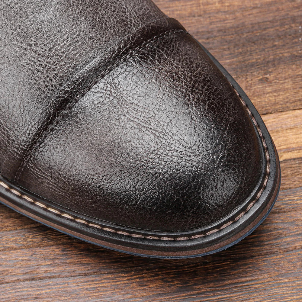 Angelo | Men’s Leather Cap-Toe Lug Sole Boots