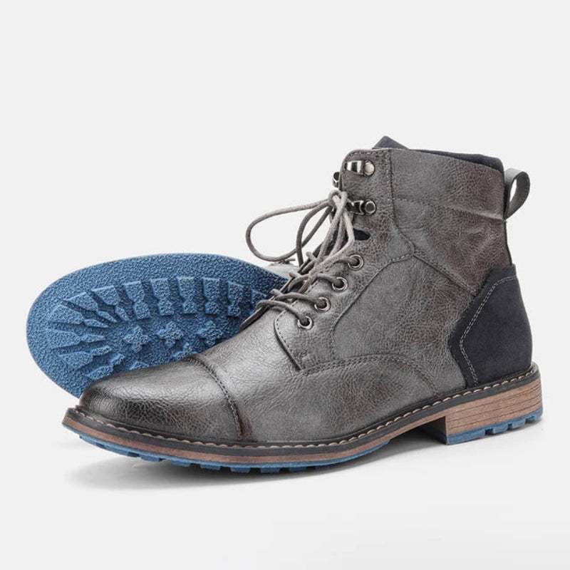 Angelo | Men’s Leather Cap-Toe Lug Sole Boots