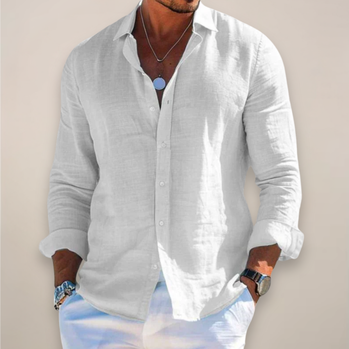 Karlo | Men’s Linen Long Sleeve Shirt