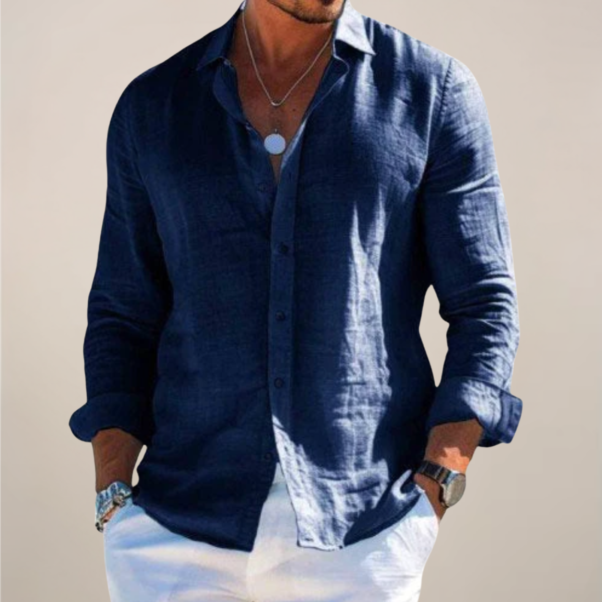 Karlo | Men’s Linen Long Sleeve Shirt