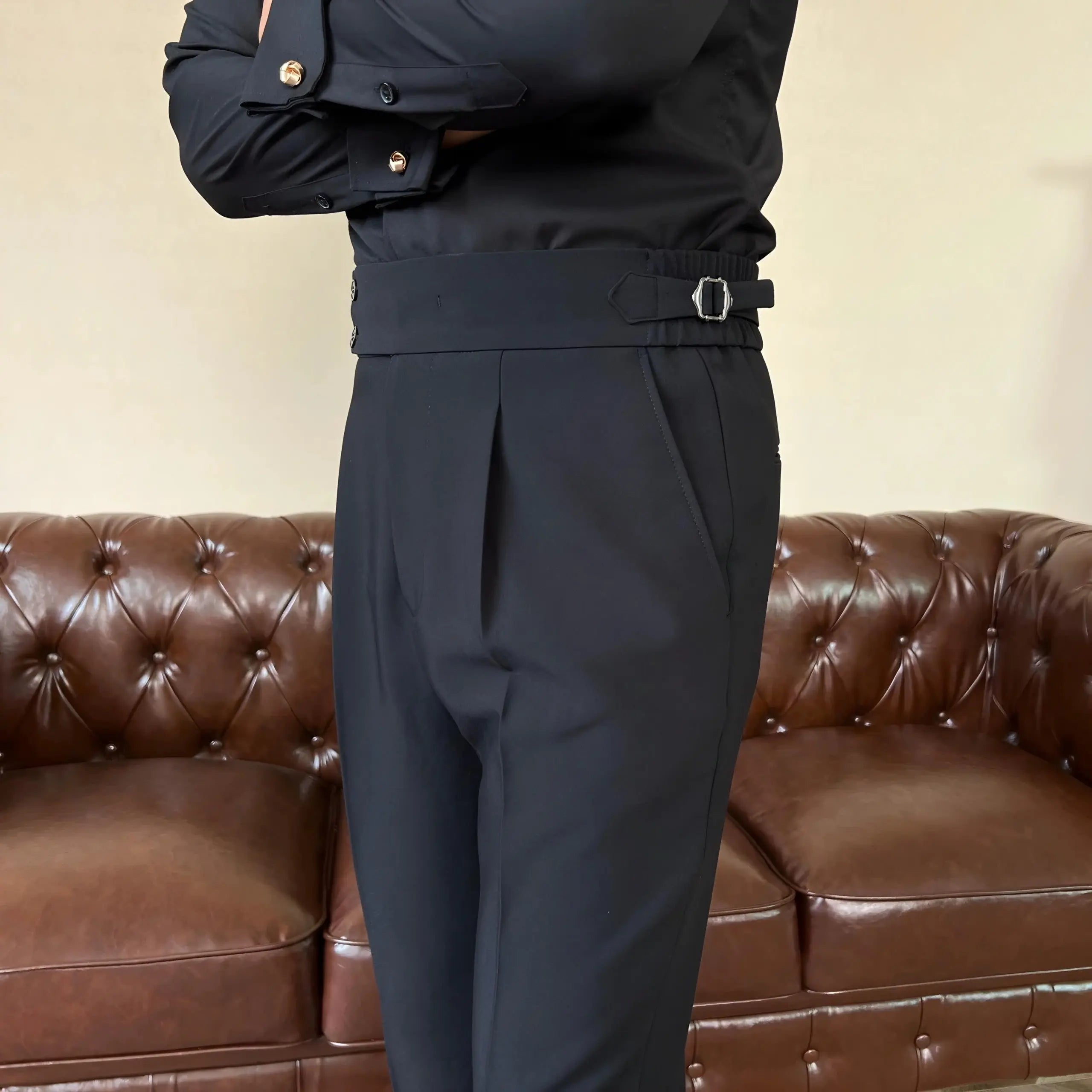 Edward | Men’s Pleated Double Button Trousers