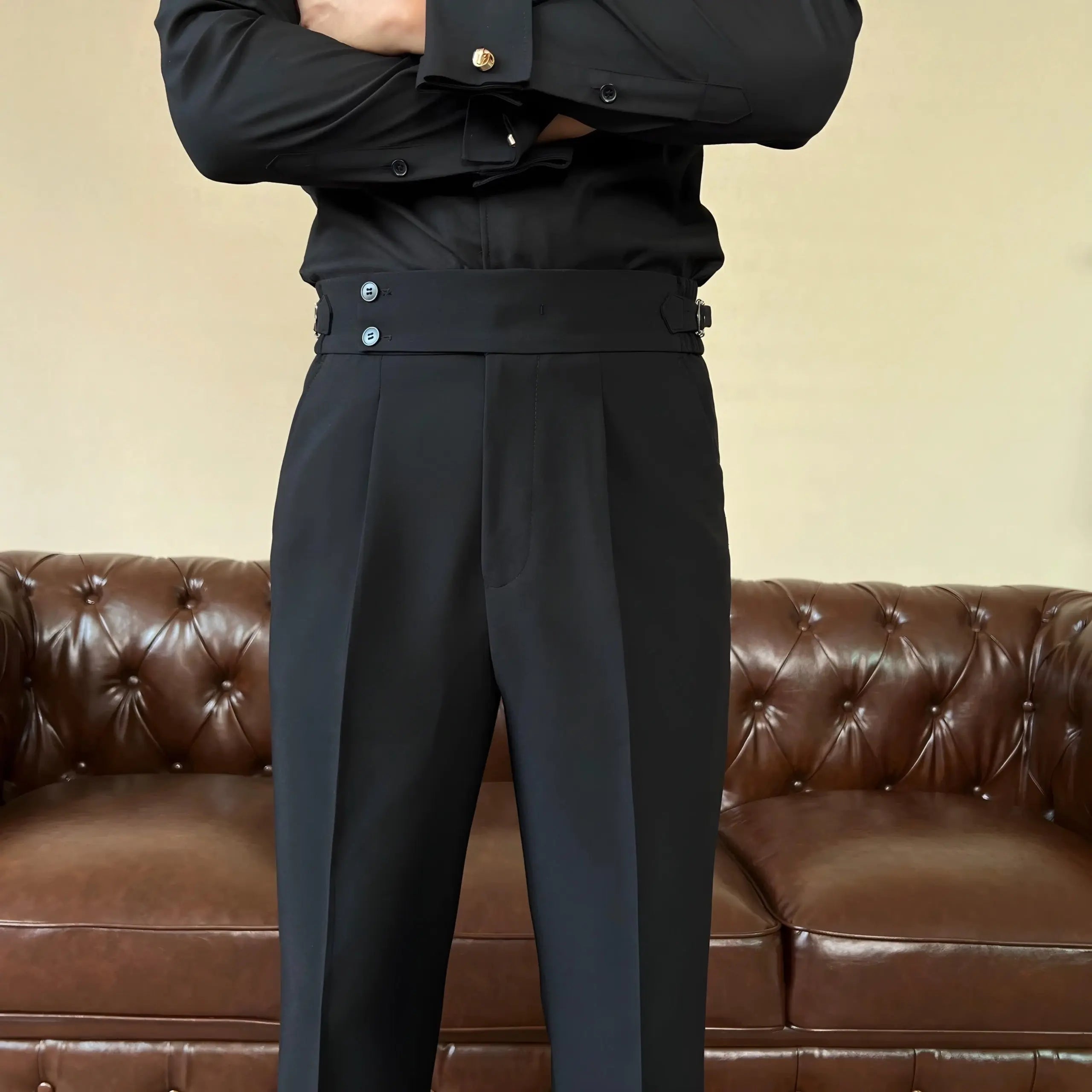 Edward | Men’s Pleated Double Button Trousers