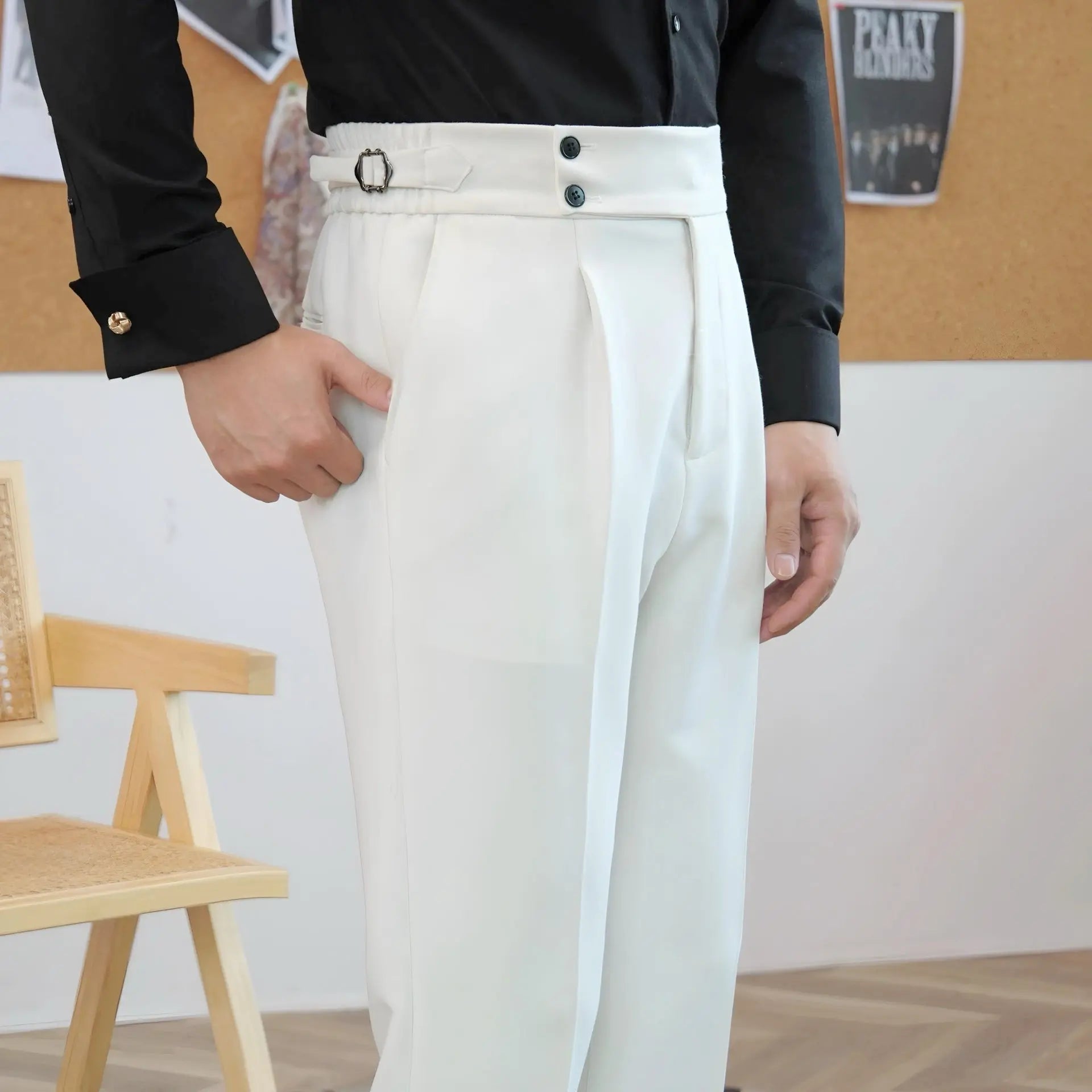 Edward | Men’s Pleated Double Button Trousers