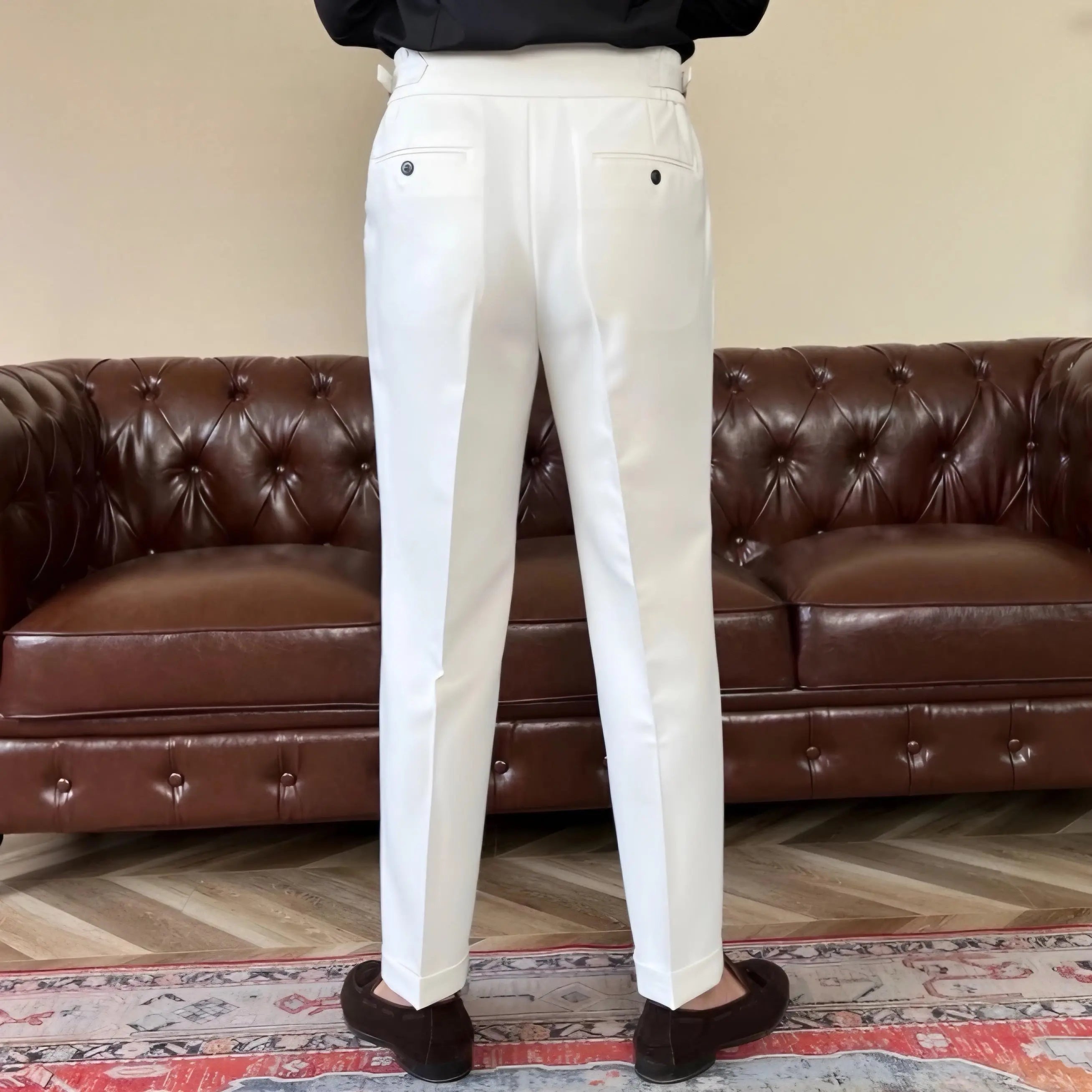 Edward | Men’s Pleated Double Button Trousers