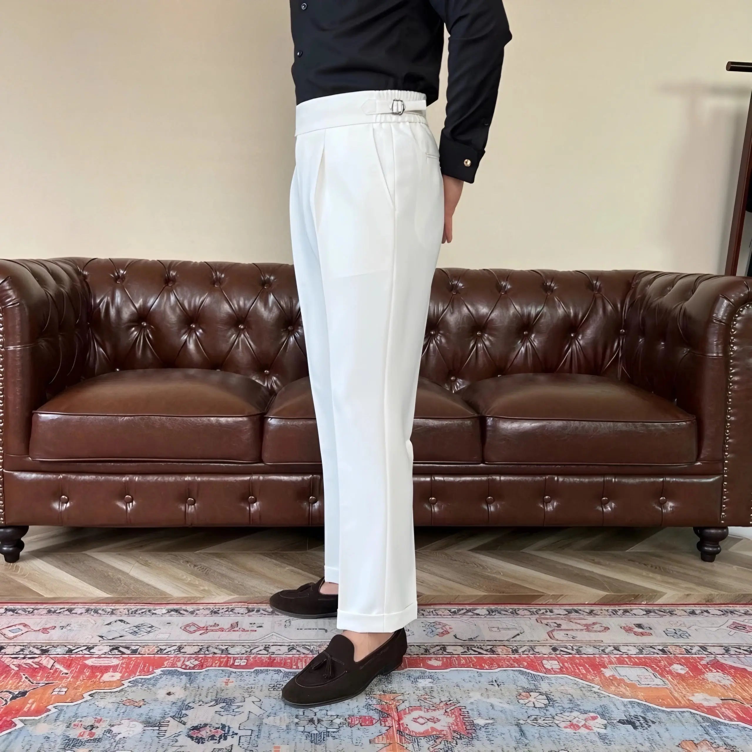 Edward | Men’s Pleated Double Button Trousers