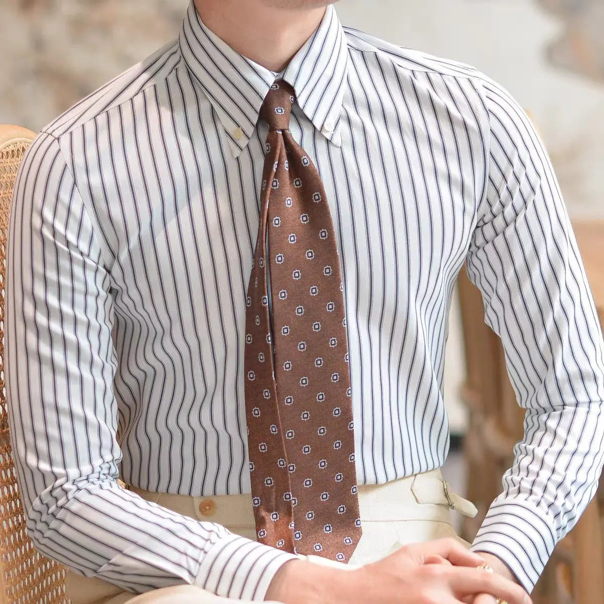 Thibault | Men’s Long Sleeve Striped Dress Shirt