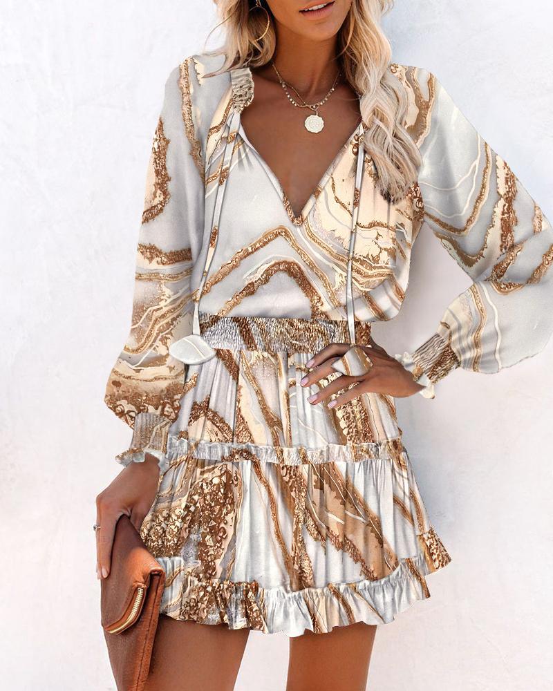 Emily | Women’s V-Neck Long Sleeve Ruffle Mini Dress