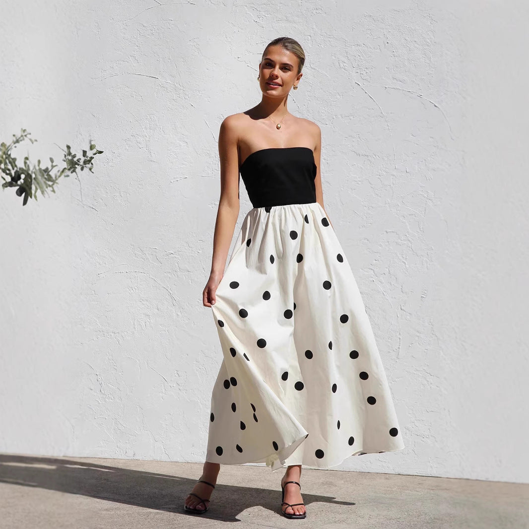 Nives | Women’s Strapless Polka Dot Maxi Dress