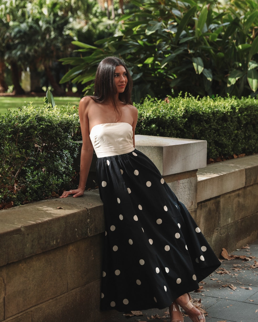 Nives | Women’s Strapless Polka Dot Maxi Dress