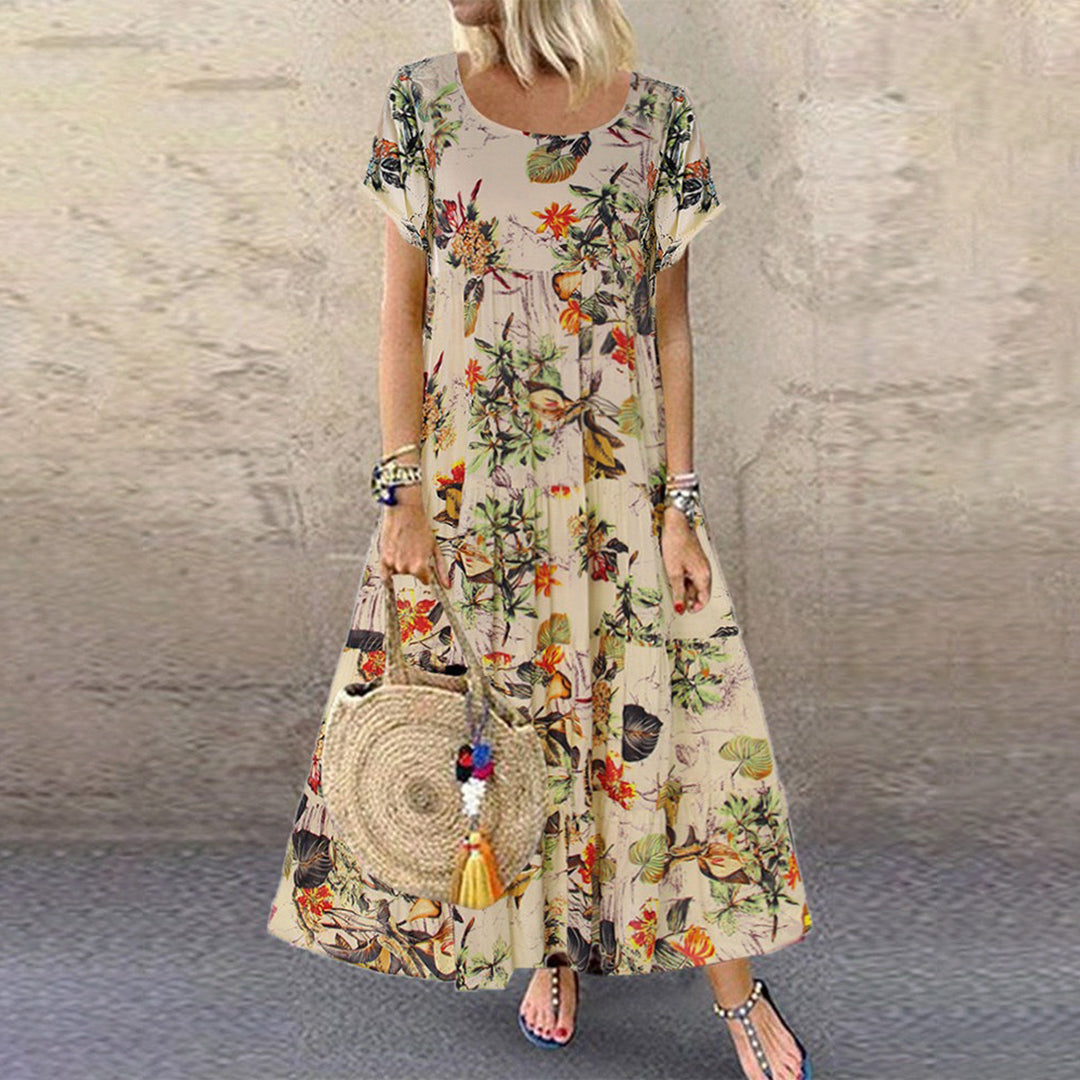 Oksana | Women’s Floral Maxi Short Sleeve Dress