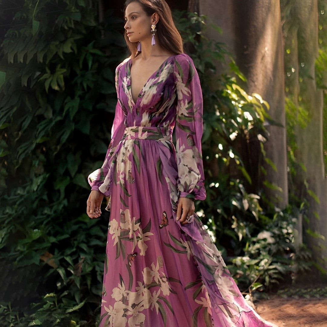 Gaia | Women’s Long Sleeve Floral Maxi Dress