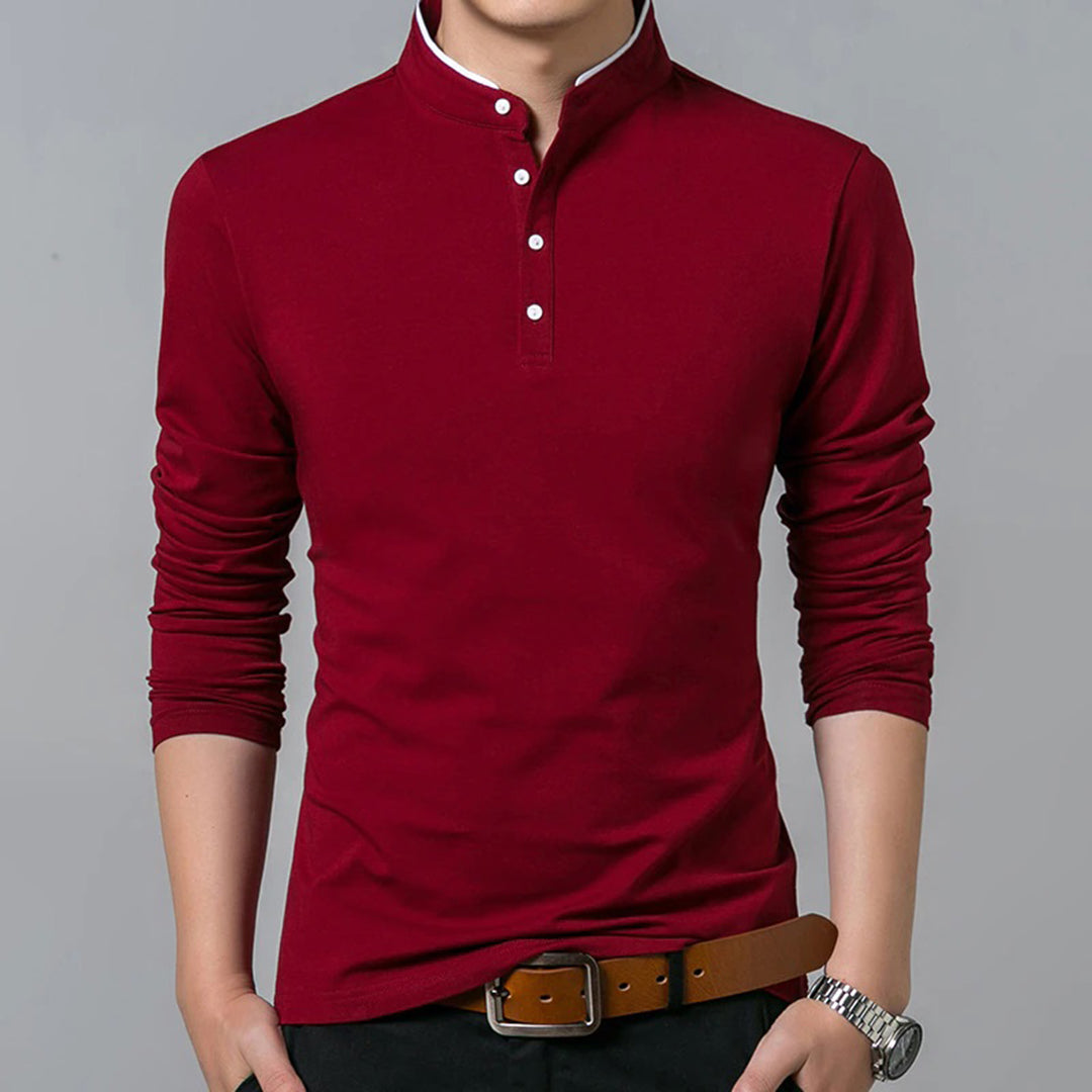 Nigel | Men’s Long Sleeve Henley Polo Shirt