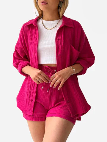 Kalista | Women’s Loose Overshirt Shorts Two-Piece Outfit Set