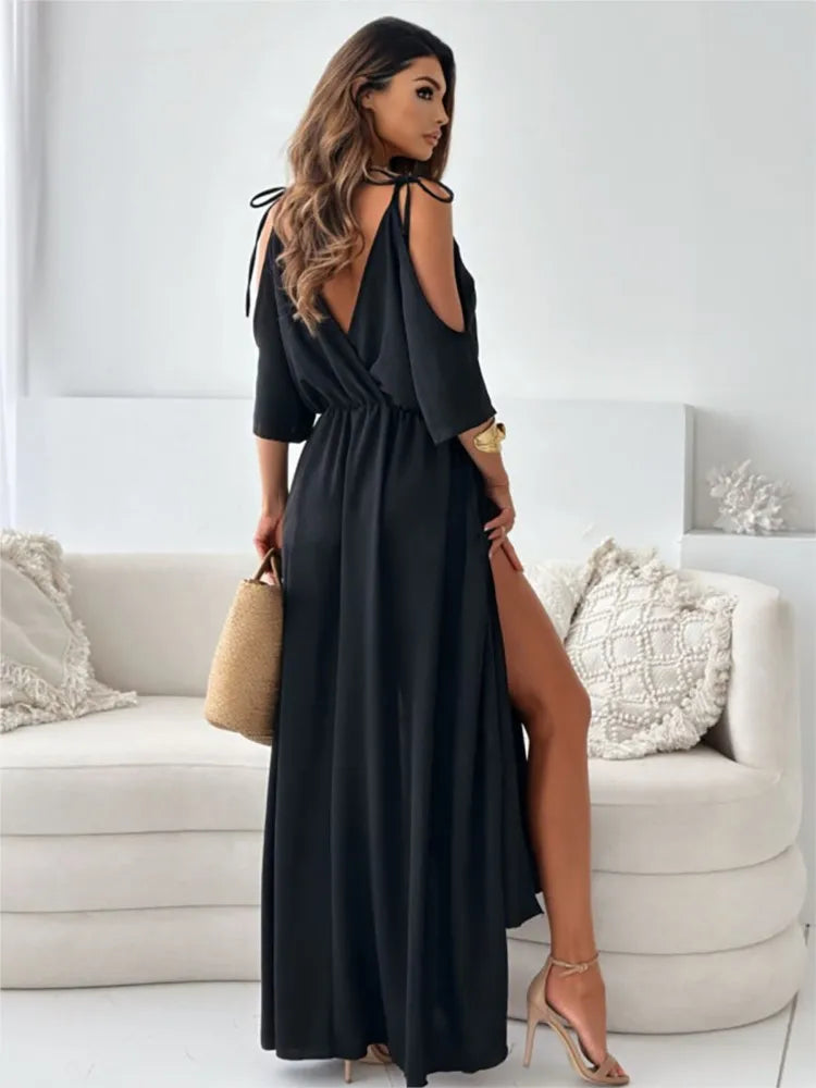 Malte | Women’s Cold Shoulder Wrap Maxi Dress