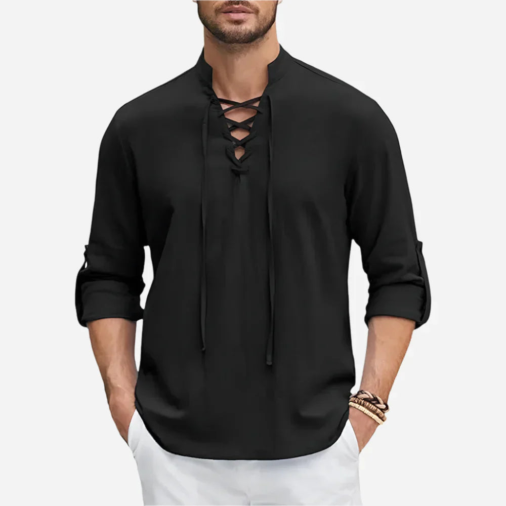 Matyas | Men’s Lace-Up Long Sleeve Shirt