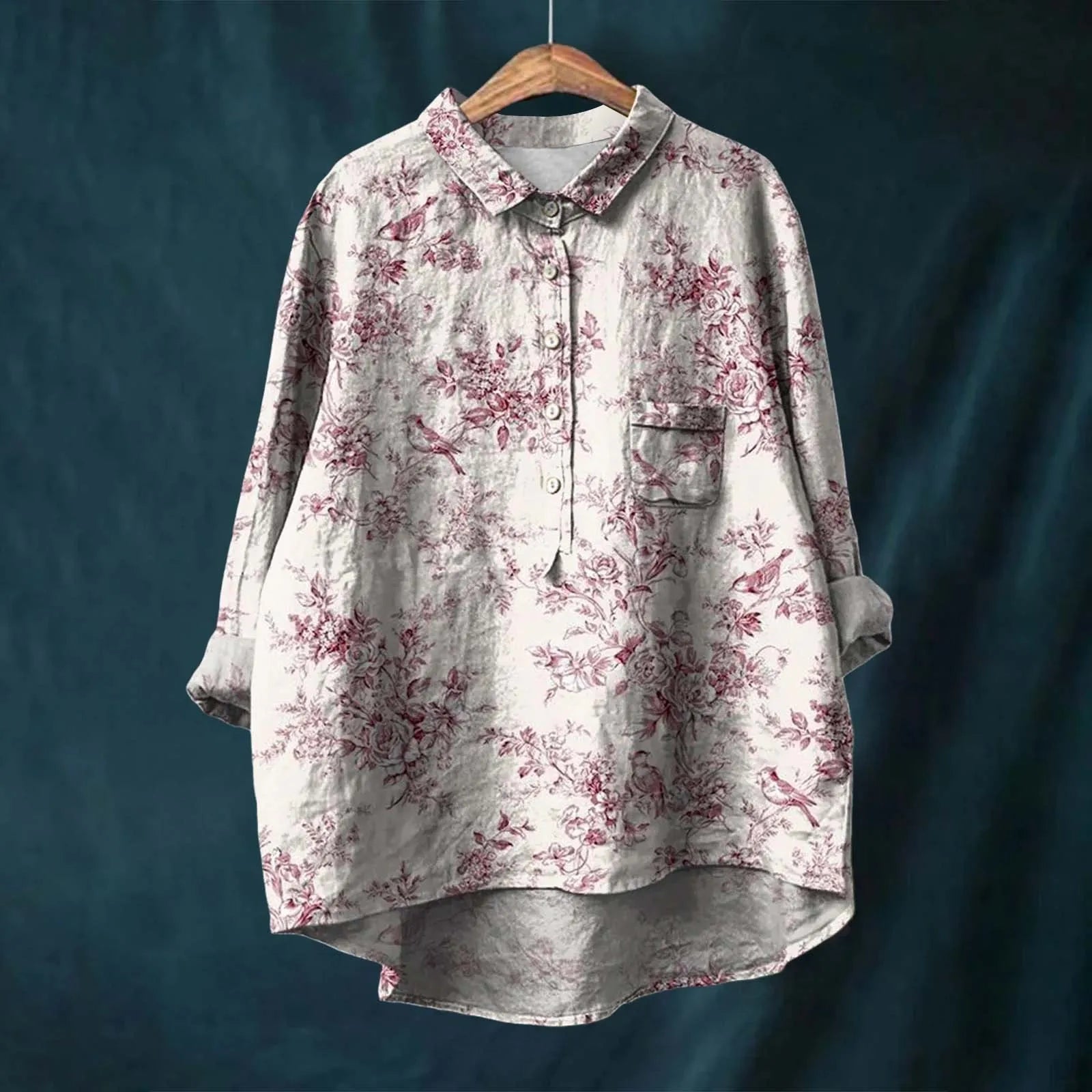 Amalina | Women’s Long Sleeve Floral Print Button Down Blouse