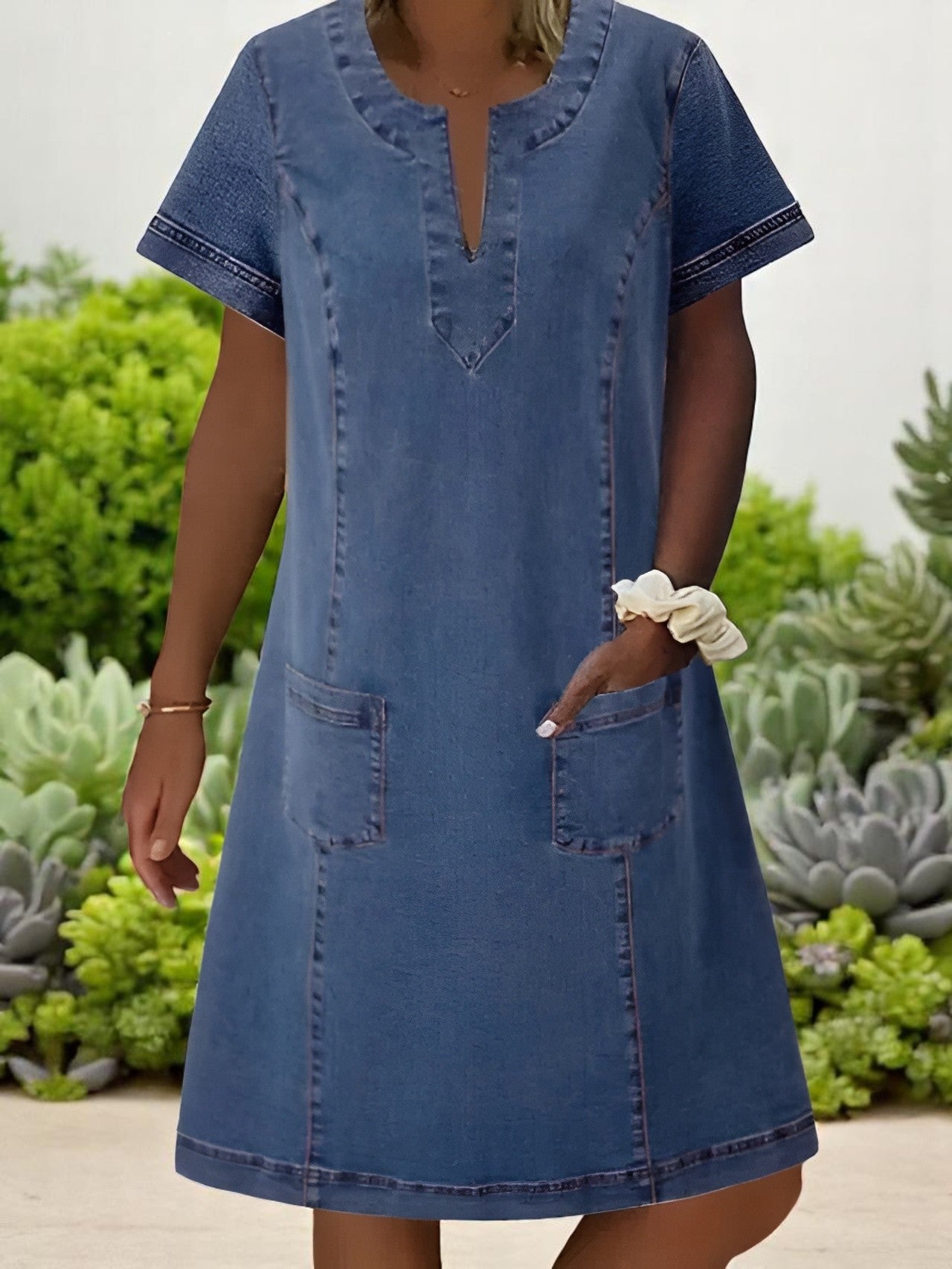 Poppy | Women's Short Sleeve Denim Mini Shift Dress
