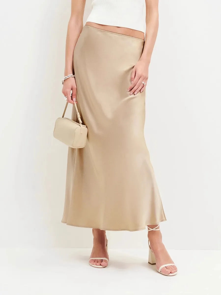 Odelia | Women’s Satin Midi Skirt