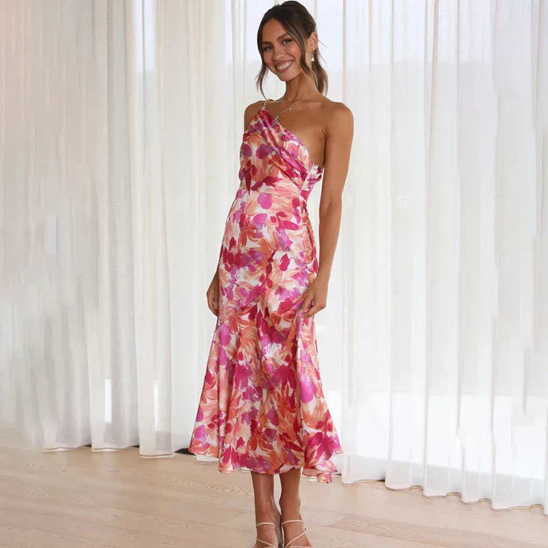 Nicolette | Women’s One-Shoulder Floral Midi Dress