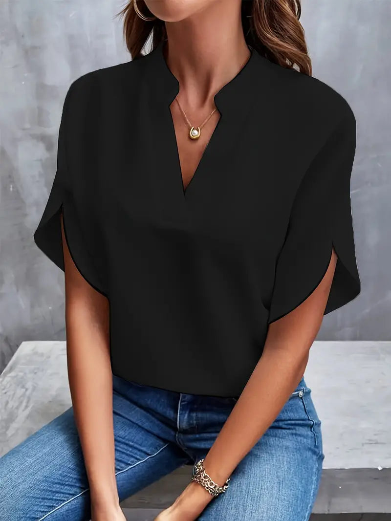Vianne | Women’s V-Neck Short Sleeve Blouse