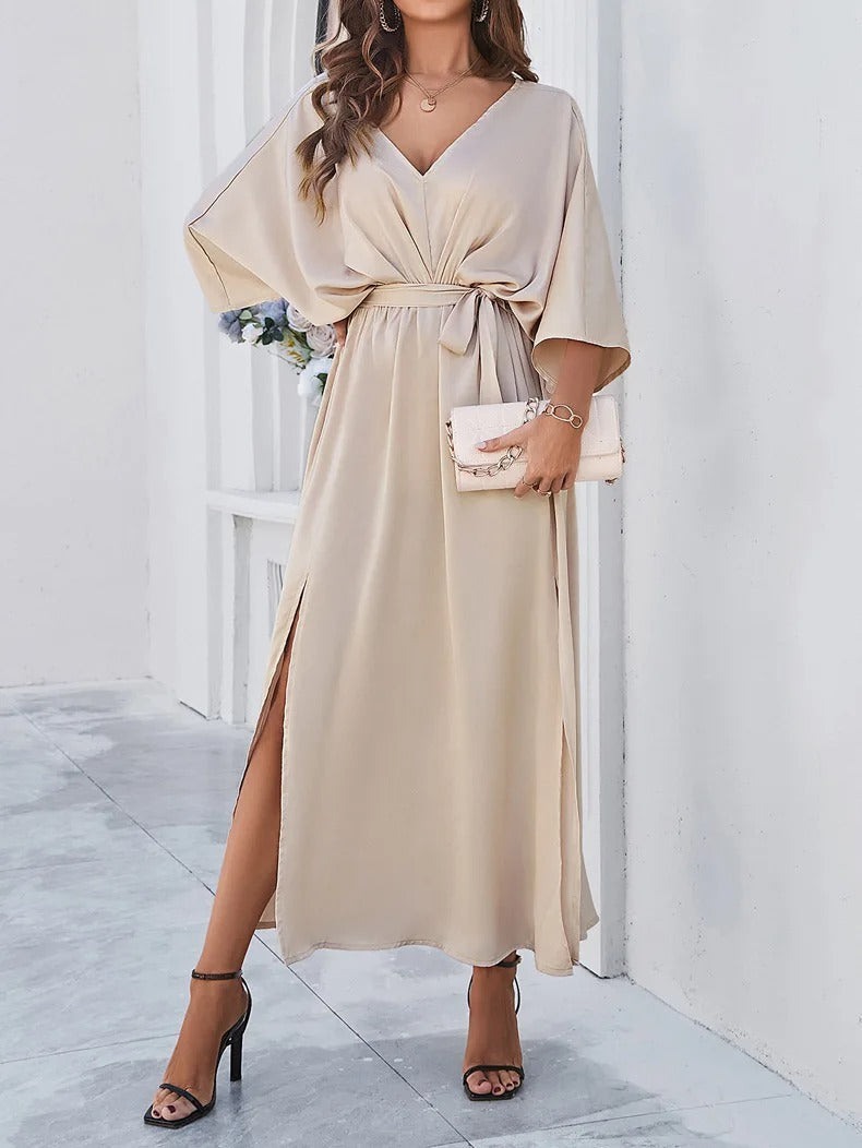 Basilia | Women’s Batwing Sleeves Blouson Maxi Dress
