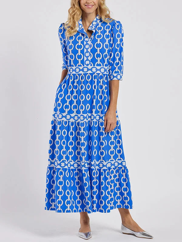 Ninon | Women’s Print Blouson Tiered Maxi Dress