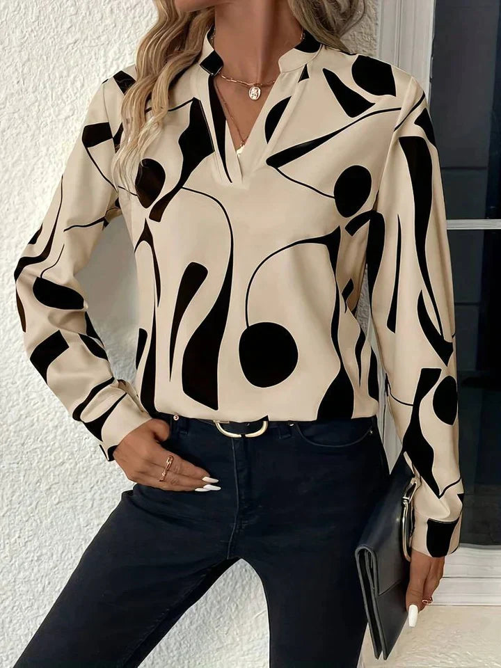 Linnea| Women’s Long Sleeve Print Blouse