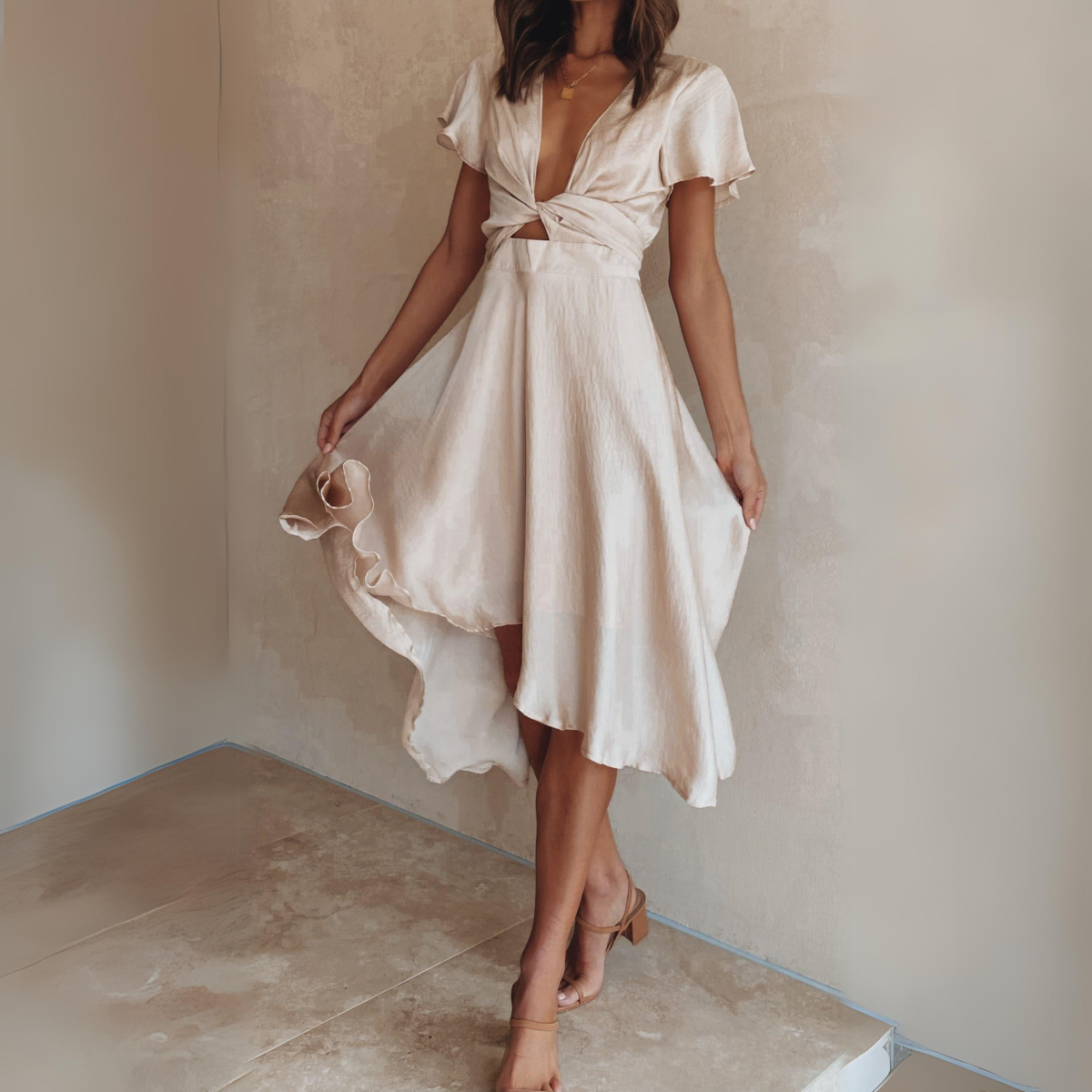 Priscia | Women’s Midi Short Sleeve Dress