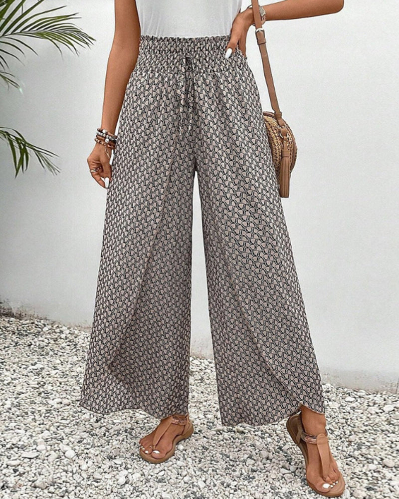 Lucie | Women’s Smocked Waist Palazzo Trousers