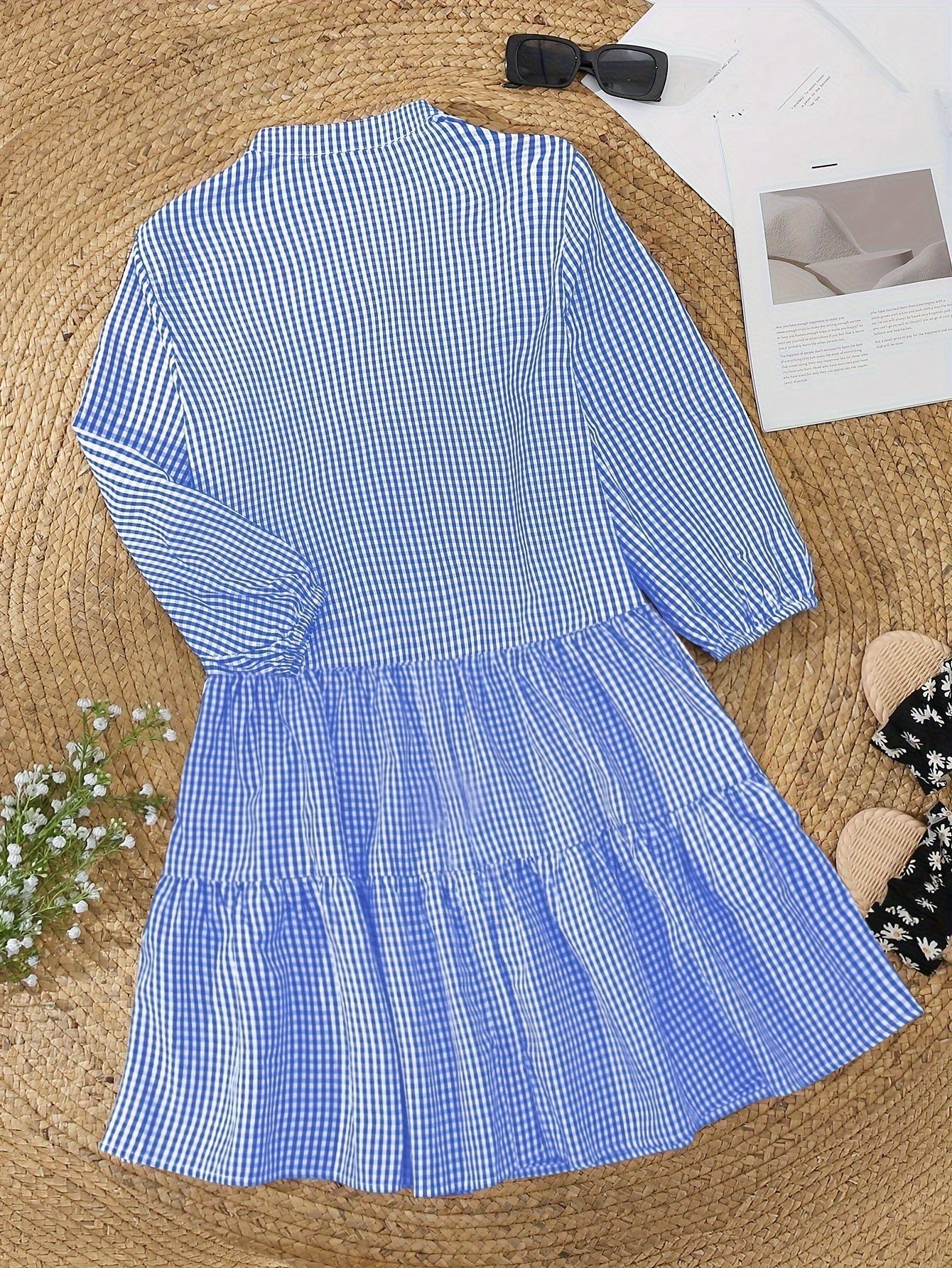 Daisy | Women's Gingham Tiered Mini Shirt Dress