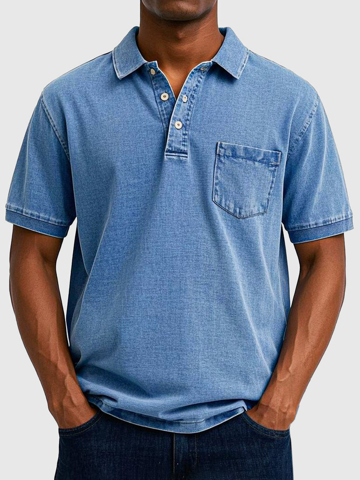Kenneth | Men's Cotton-Denim Short Sleeve Polo